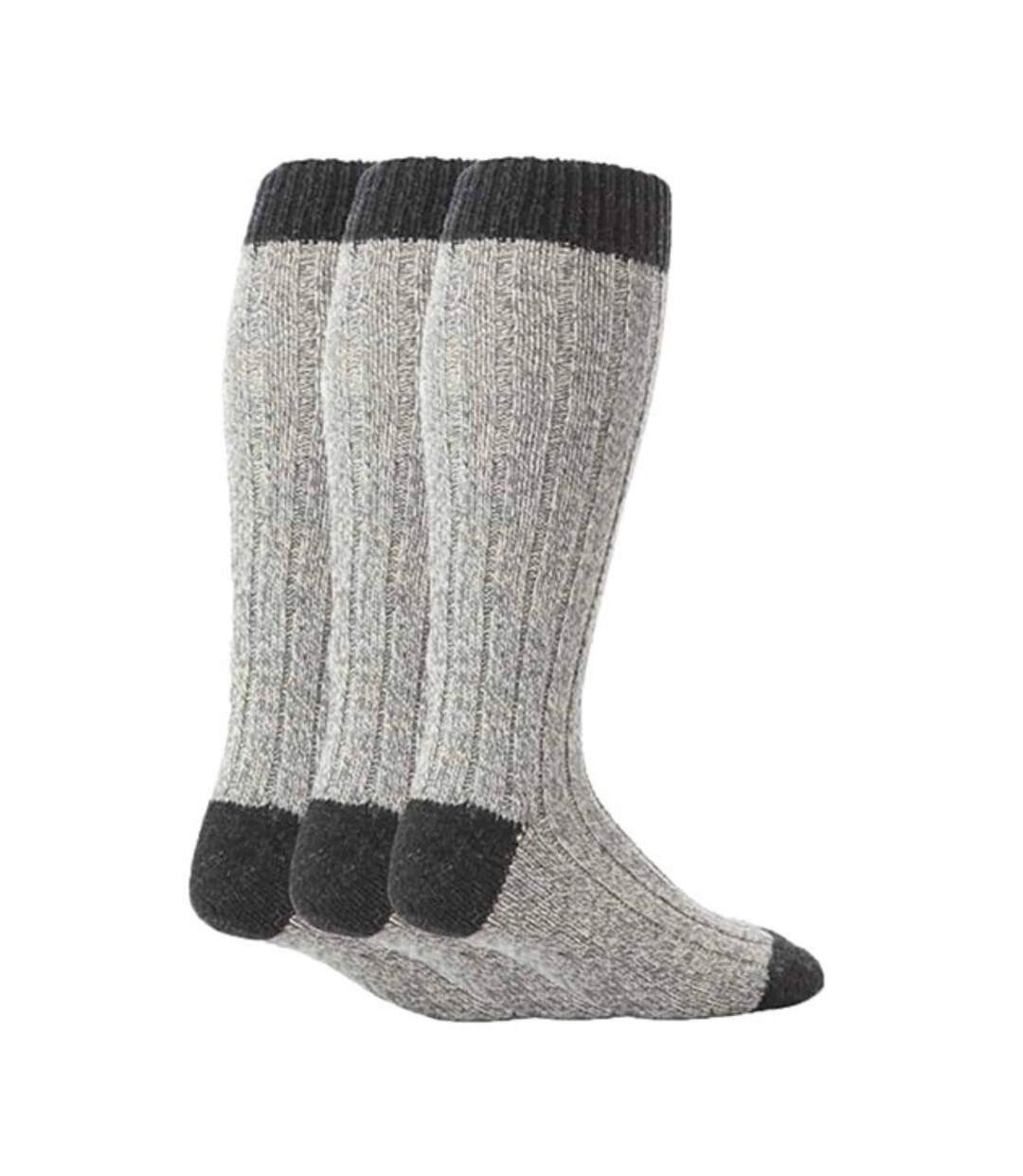 3 Pack Mens Extra Long Knee High Knitted Wool Boot Socks-1