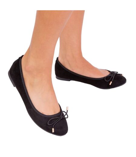 Womens/ladies tallula slip-on wide flat pumps black Where´s That From