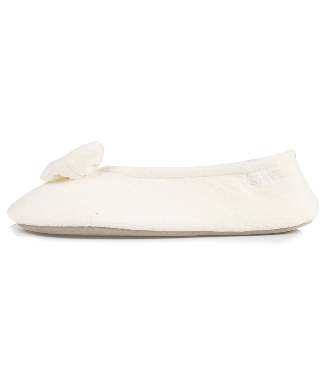 Isotoner Chaussons Ballerines femme ultra confortables, semelle en cuir, détail grand nœud-3