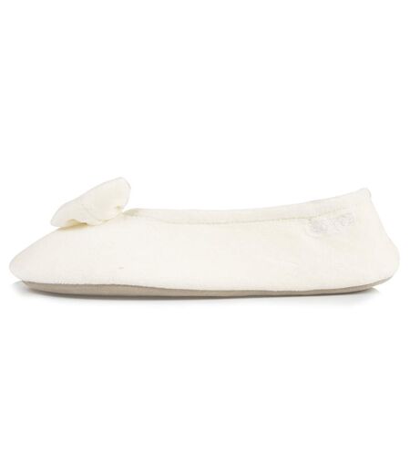 Isotoner Chaussons Ballerines femme ultra confortables, semelle en cuir, détail grand nœud