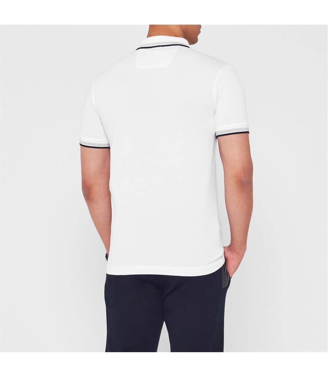 Mens Paddy Contrast Tipped Polo Shirt Off White Boss-3