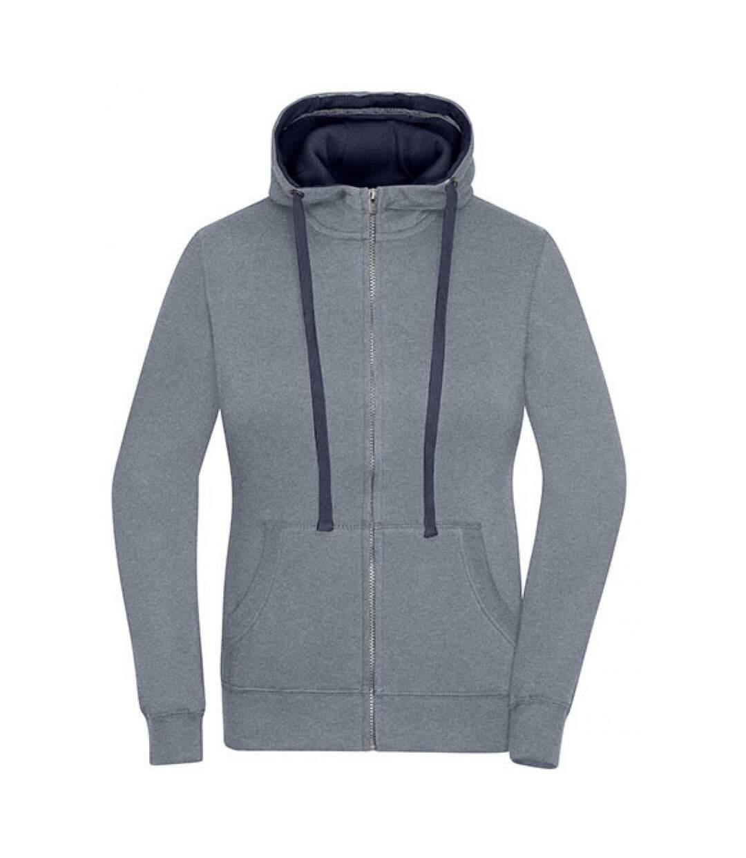 Veste À Capuche Lifestyle Femme Gris Chiné Bleu Marine James And Nicholson-1