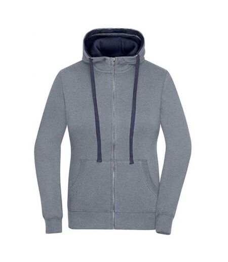 Veste À Capuche Lifestyle Femme Gris Chiné Bleu Marine James And Nicholson