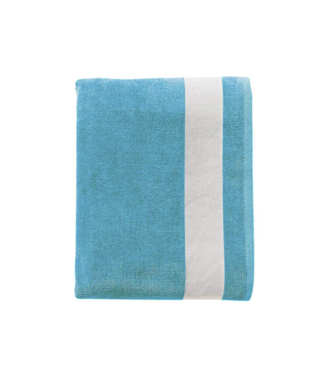 Drap de plage ou drap de bain - 89006 - bleu turquoise - coton velours-1