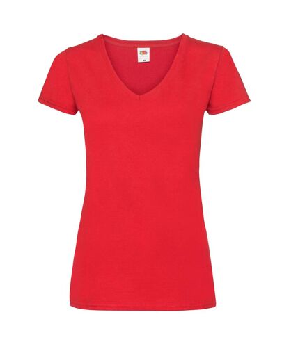 Fruit of the Loom Womens/Ladies V Neck Lady Fit T-Shirt (Red) - UTPC5765