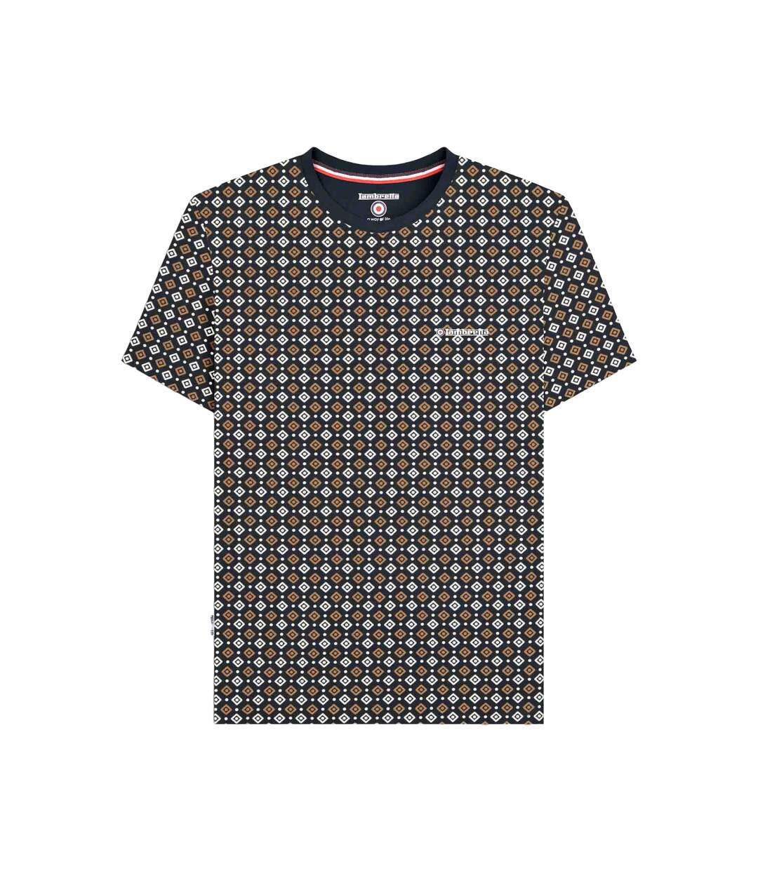Mens Ss25 Geometric T-shirt Navy Tobacco Lambretta-1