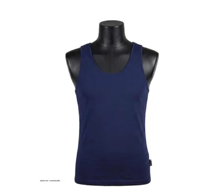 CHALLENGER F105 - Débardeur uni pour homme en pur coton bleu marine : le confort absolu disponible jusqu'au 4XL
