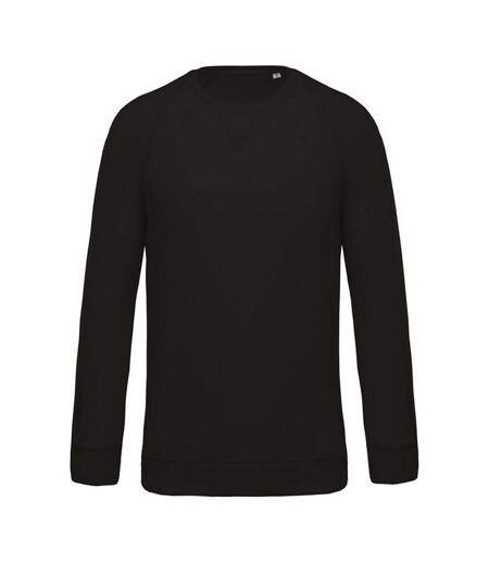 Kariban Mens Natural Cotton Crew Neck Raglan Sweatshirt (Black) - UTRW9228