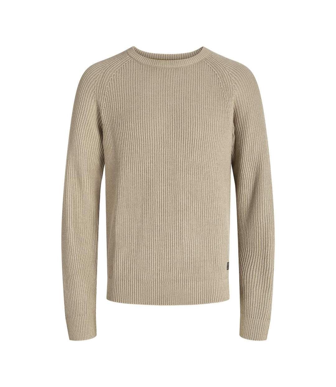 Pull en maille beige homme jack & jones pannel-1