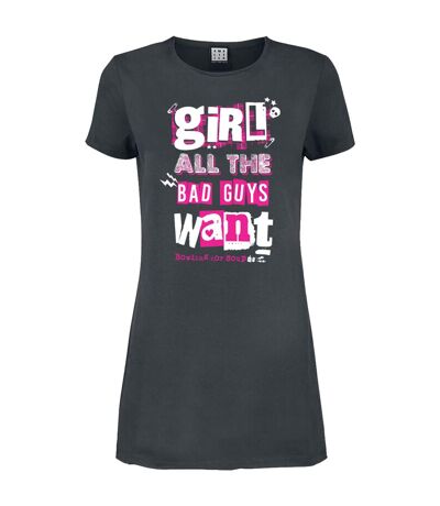 Robe t-shirt girl all the bad guys want adulte charbon de bois Amplified