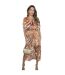 Womens/ladies Zebra Print Polyester Batwing Sleeve Midi Dress Rust AX Paris-1