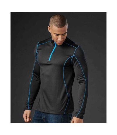 Mens Pulse Zip Neck Fleece Top Black Electric Blue Stormtech
