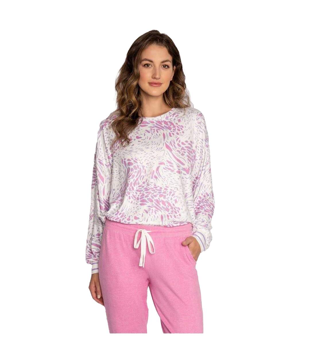 Haut Manches Longues Motif/style Imprimé Léopard Femme Blanc Cassé PJ Salvage-2