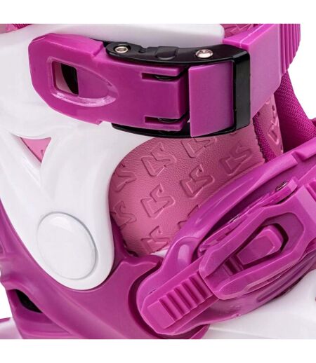 Patins À Roulettes Alignées Actionel Enfant 20 Fr Blanc Rose Coolslide