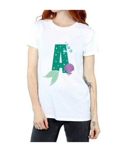Disney Womens/Ladies Alphabet A Is For Ariel Cotton Boyfriend T-Shirt (Blanc) - UTBI42671
