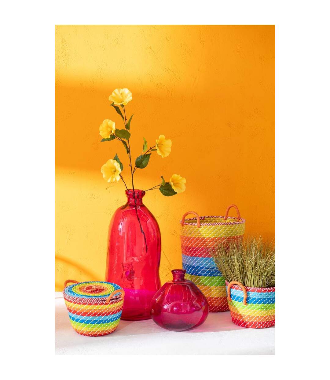 Vase Déco en Verre Mexican 73cm Fuchsia-3
