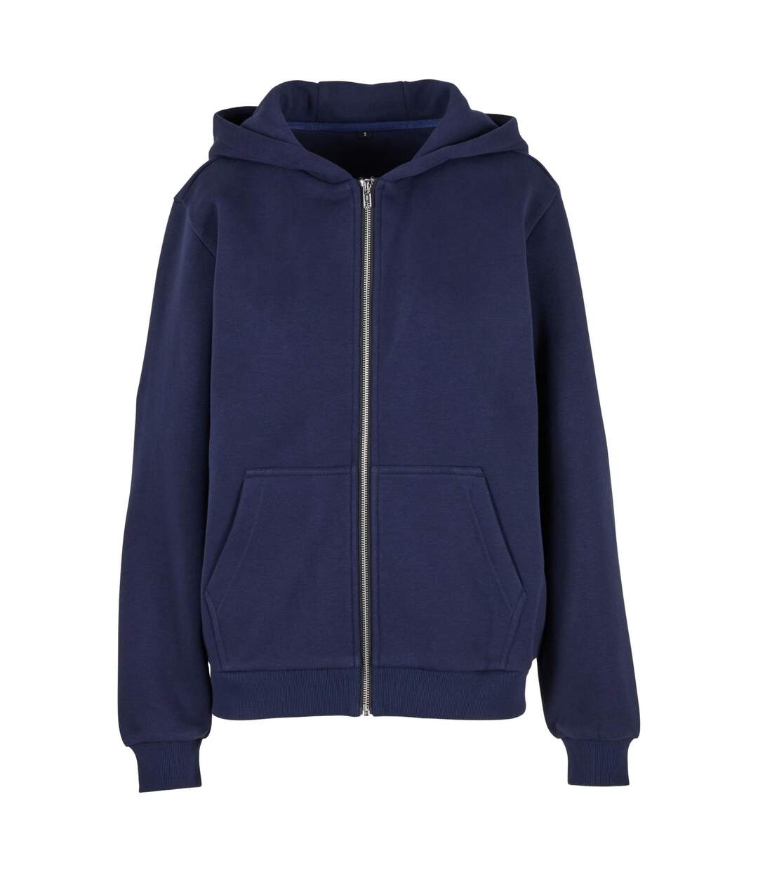 Womens/ladies Fluffy Full Zip Hoodie Navy Build Your Brand-1
