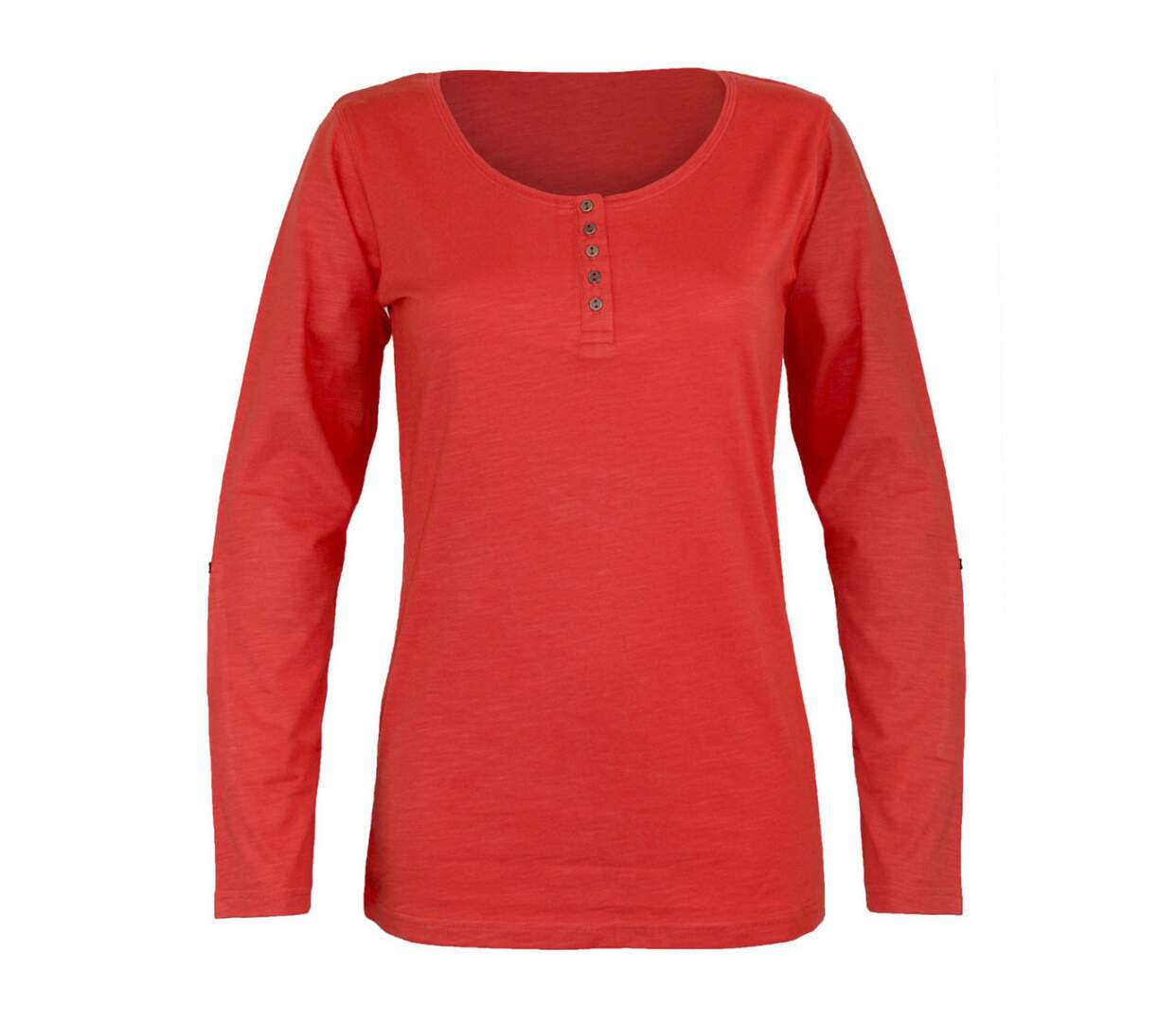 MAYFLOWER - TEEF2006C - Tee-shirt femme manches longues en coton flammé orange-5