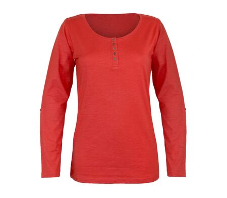 MAYFLOWER - TEEF2006C - Tee-shirt femme manches longues en coton flammé orange