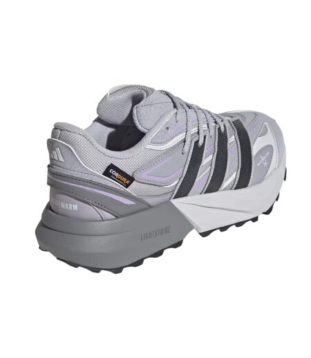 Womens/ladies Lightblaze Leather Lace Up Trainers Grey Plum Adidas
