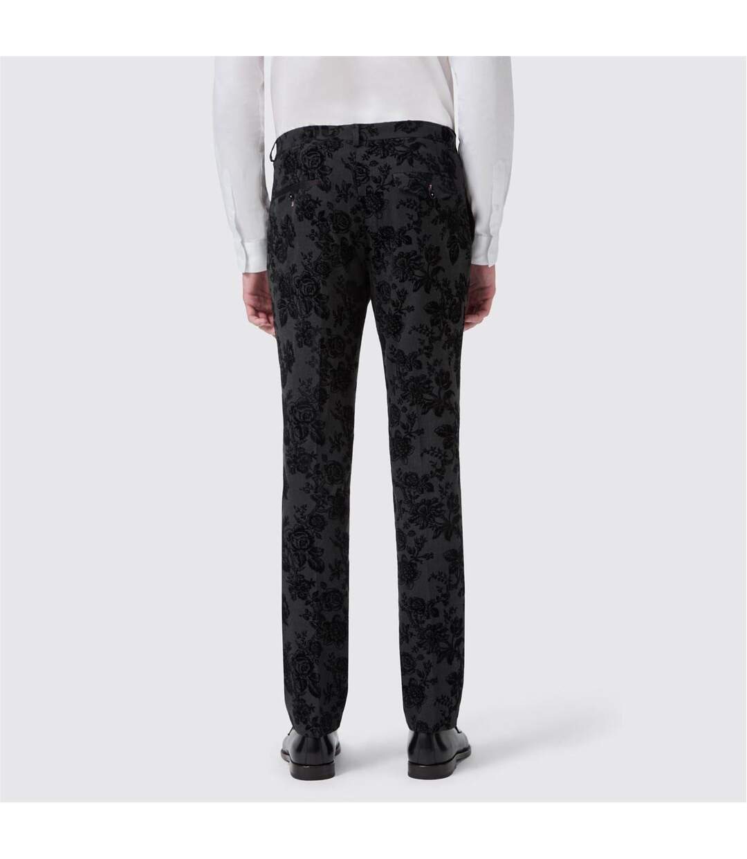 Mens Fleet Floral Skinny Trousers Floral Charcoal Twisted Tailor-2