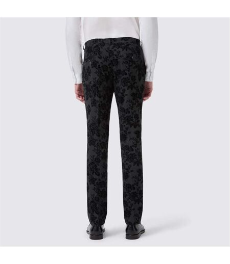 Mens Fleet Floral Skinny Trousers Floral Charcoal Twisted Tailor