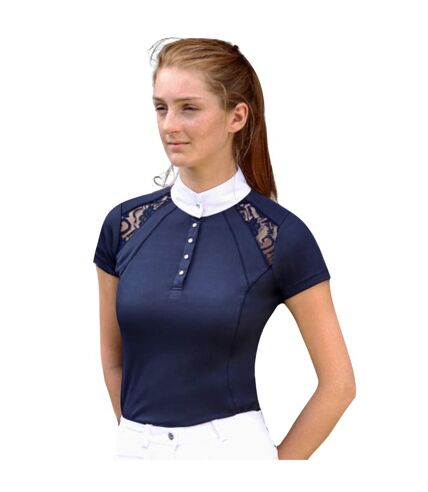 Womens/ladies laila lace show shirt navy HyFASHION