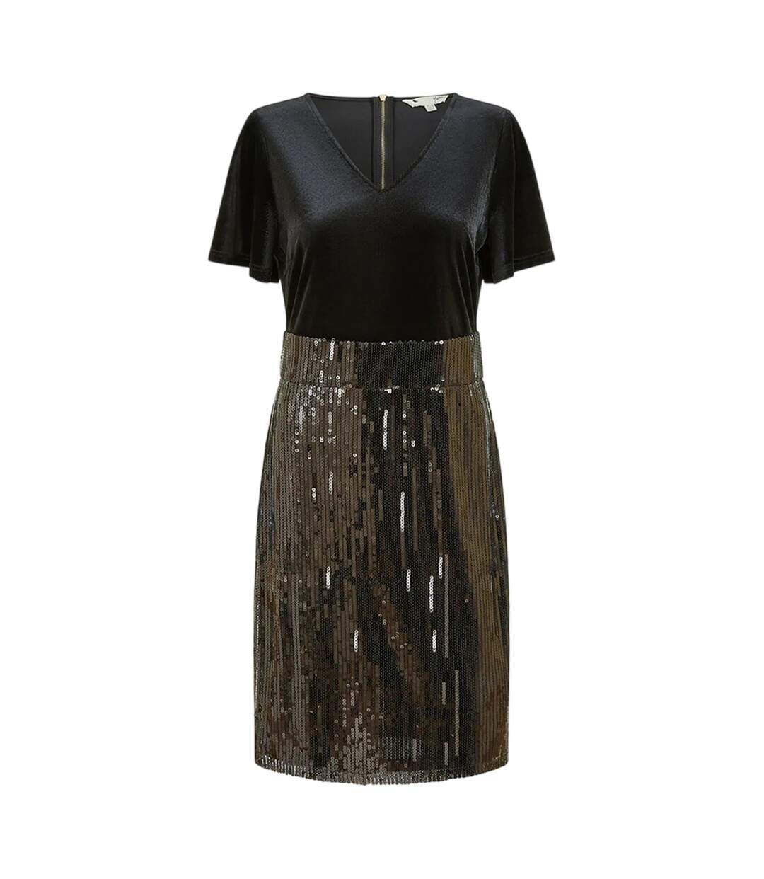 Womens/ladies Sequin Velvet Bodycon Dress Black Yumi-2