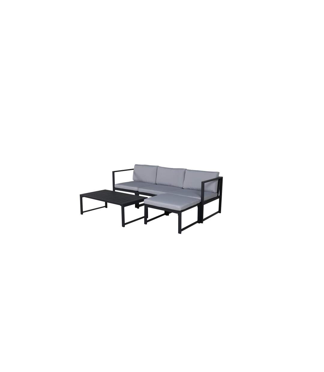 Salon de Jardin Modulable Salvador 200cm Noir & Gris-3