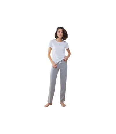 Towel City Womens/Ladies Pyjama T-Shirt And Bottoms Set (White/Heather Grey) - UTRW5461