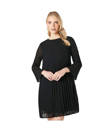 Womens/ladies graduated pleated shift dress black Principles