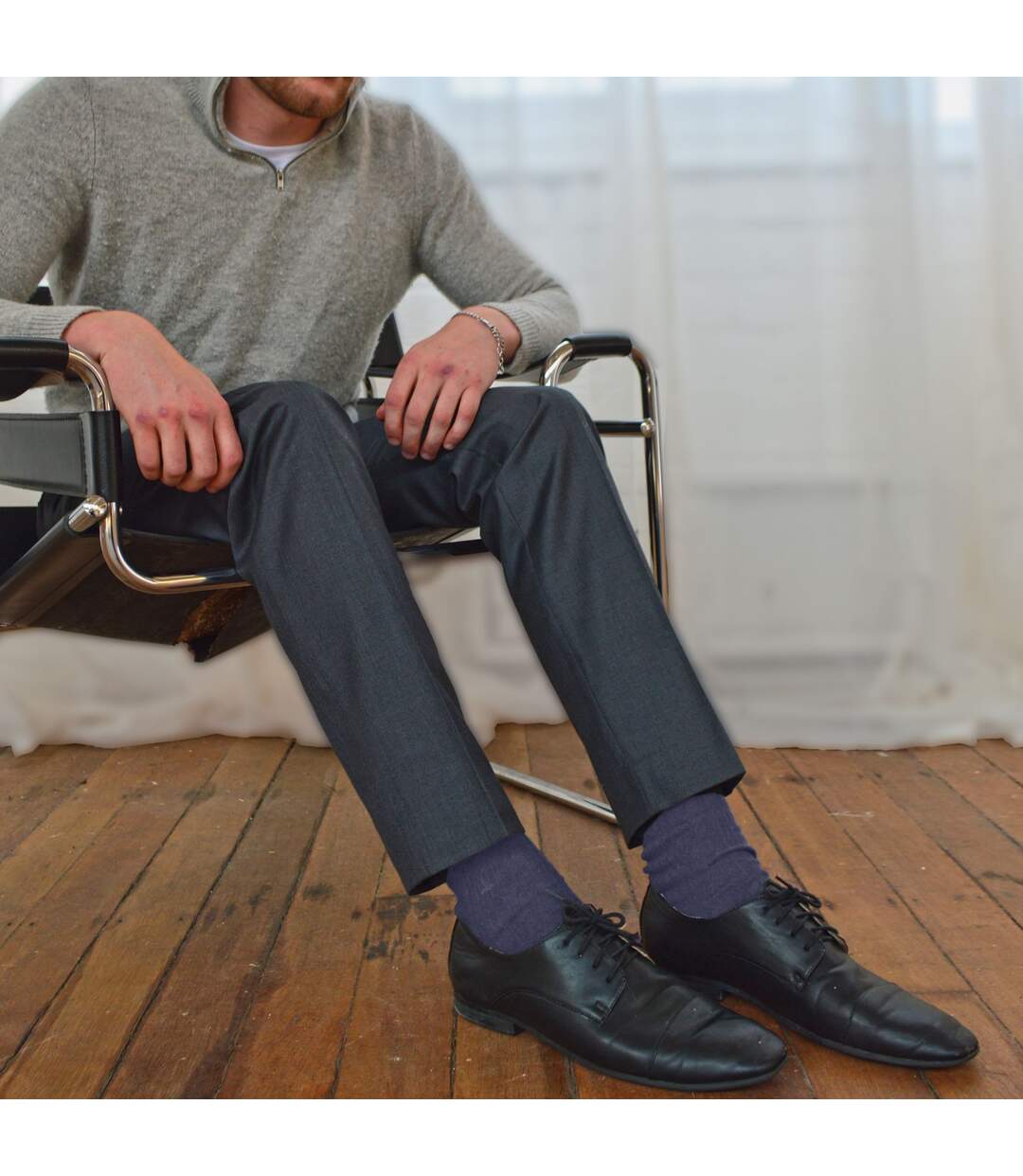 12 Pairs Mens Thin Soft 100% Cotton Plain Coloured Socks-4