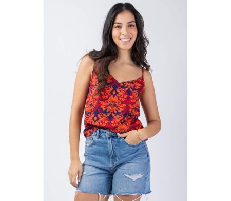 Top fines bretelles AMORE motif ethnique style baroque Coton Du Monde
