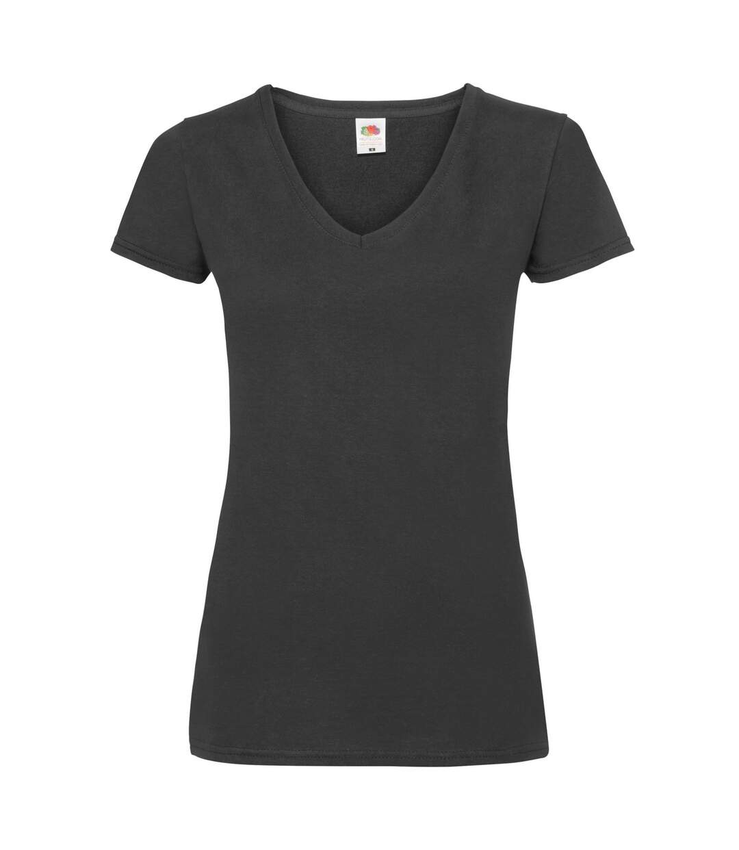 Womens/ladies v neck lady fit t-shirt black Fruit of the Loom