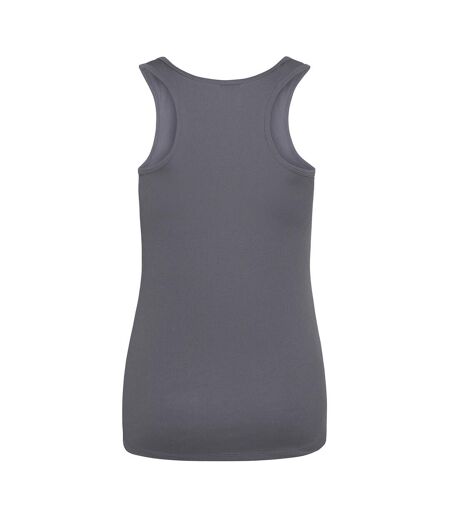 Just Cool Girlie Fit Sports Ladies Vest / Tank Top (Charcoal)