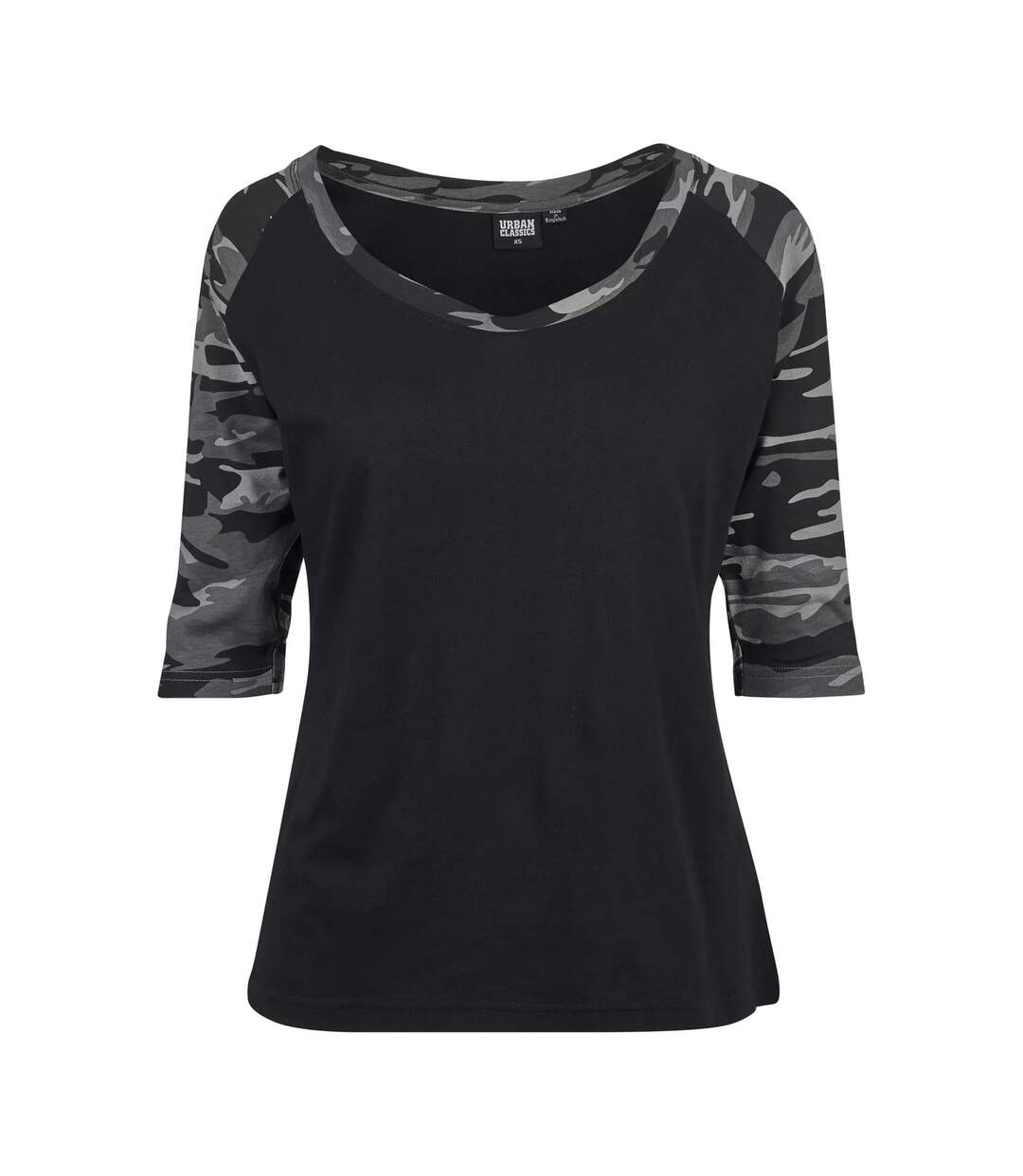 Haut Manches ¾ Motif/style Contrasté Femme Noir Noir Gris Gris Clair Urban Classics-1