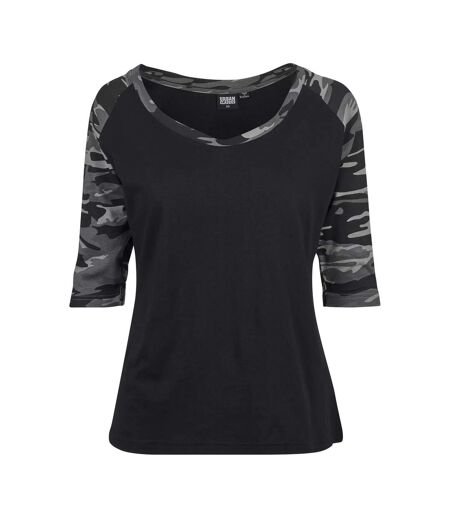 Haut Manches ¾ Motif/style Contrasté Femme Noir Noir Gris Gris Clair Urban Classics