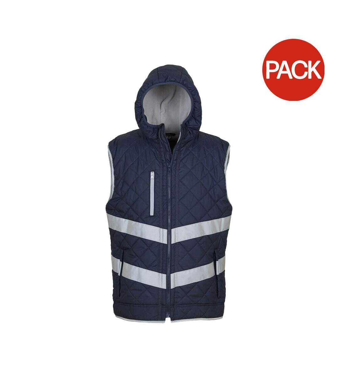 Pack of 2  Unisex adults hi vis kensington hooded gilet  navy Yoko-1