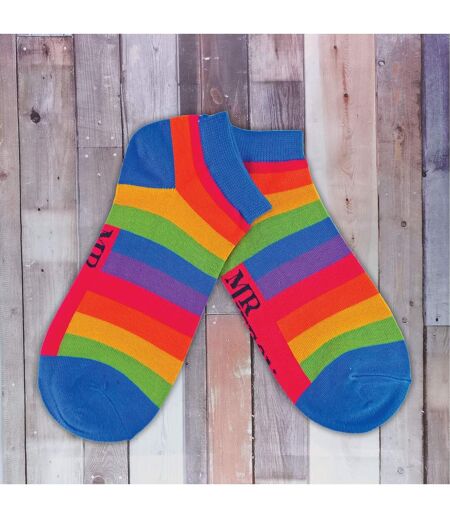1 Pack Mens Rainbow Striped Bamboo Trainer Socks