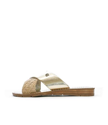 Claquettes croisées dorées femme chattawak brana