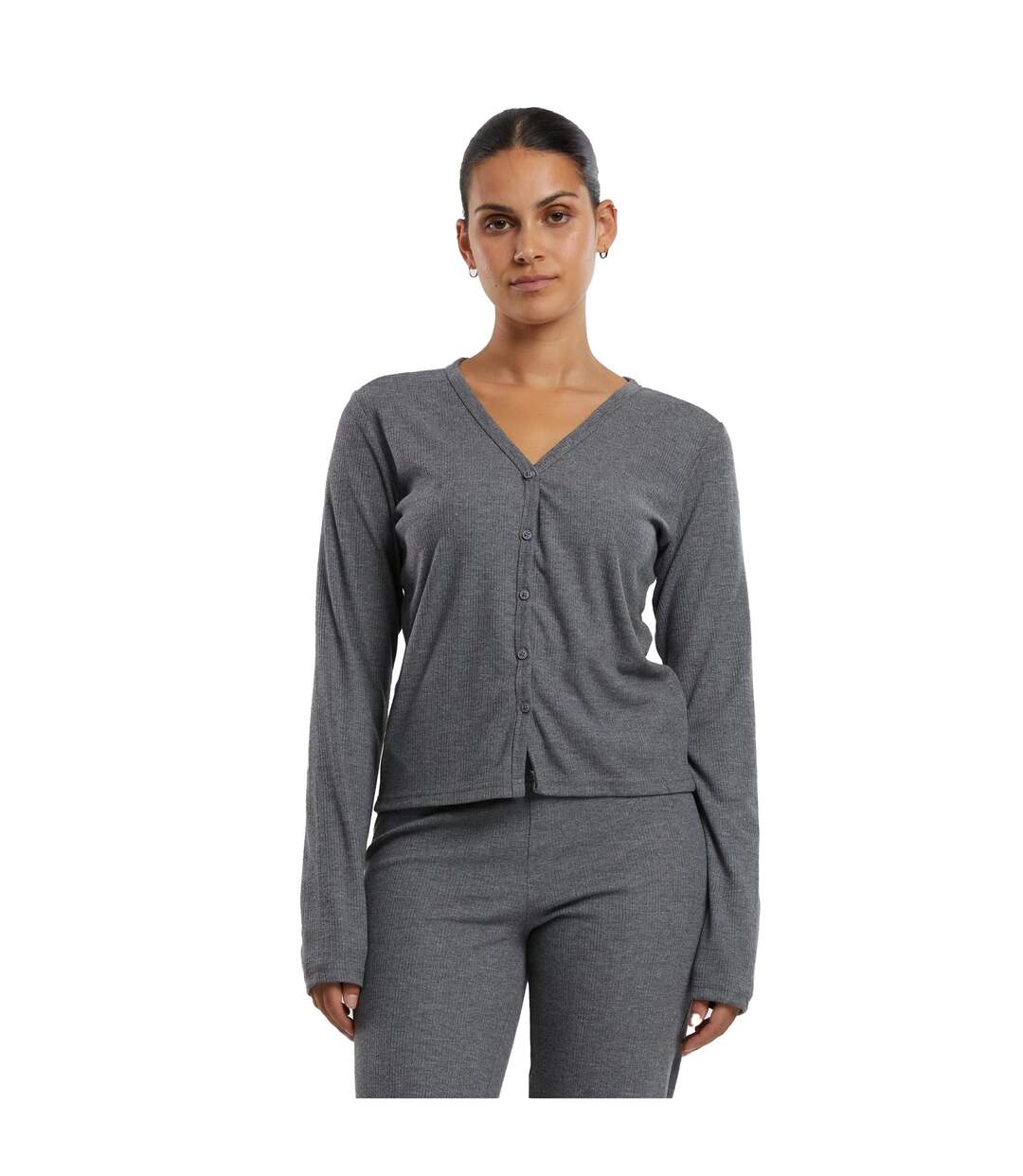 Cardigan Motif/style Côtelé Femme Gris Foncé Chiné Urban Classics-2