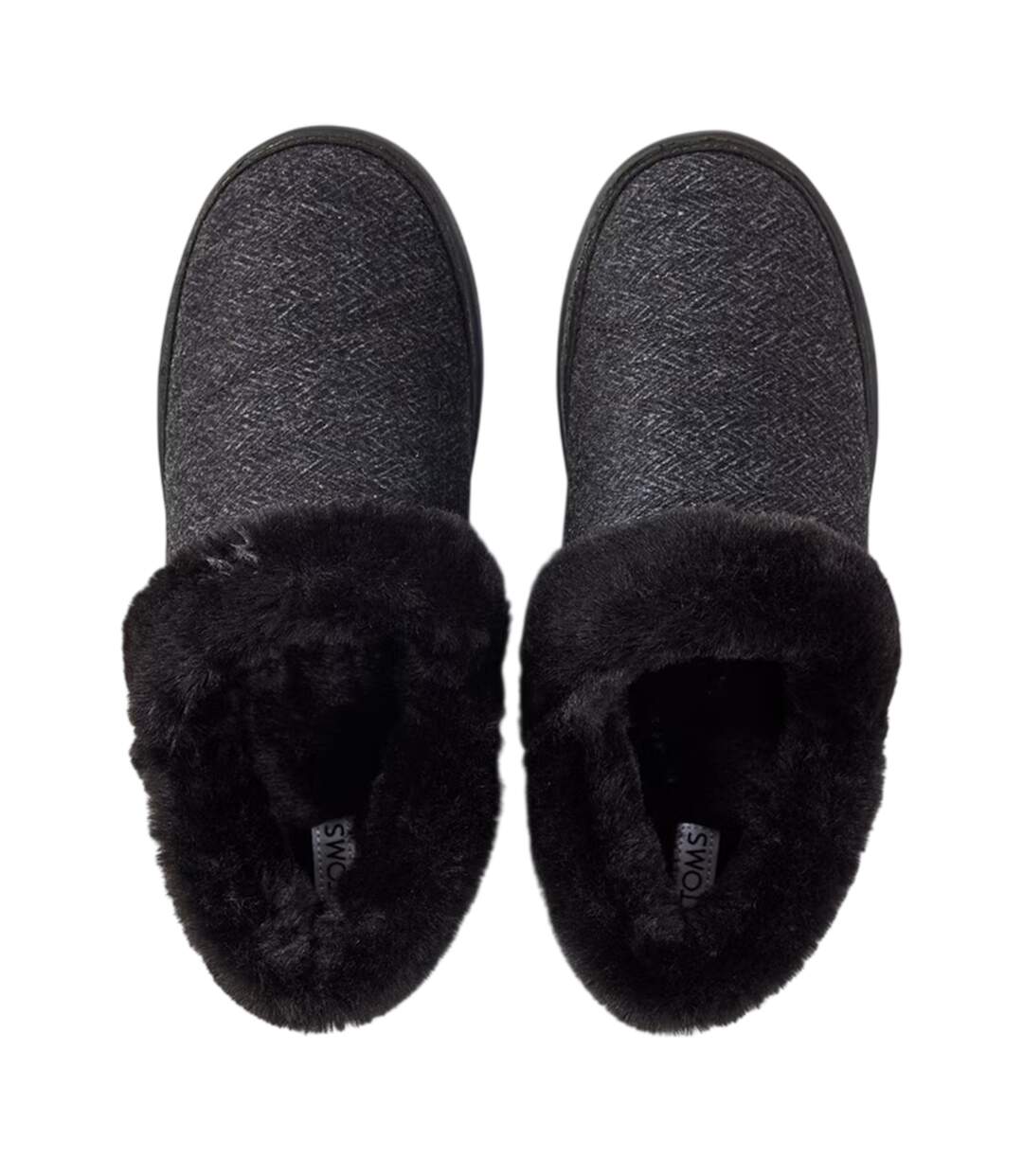 Womens/ladies Oslo Textile Slippers Black Toms-3