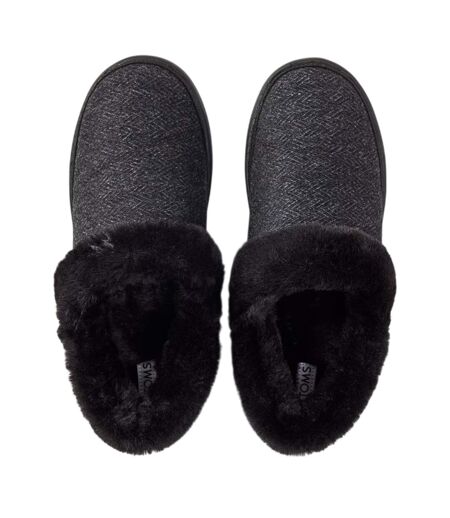 Womens/ladies Oslo Textile Slippers Black Toms