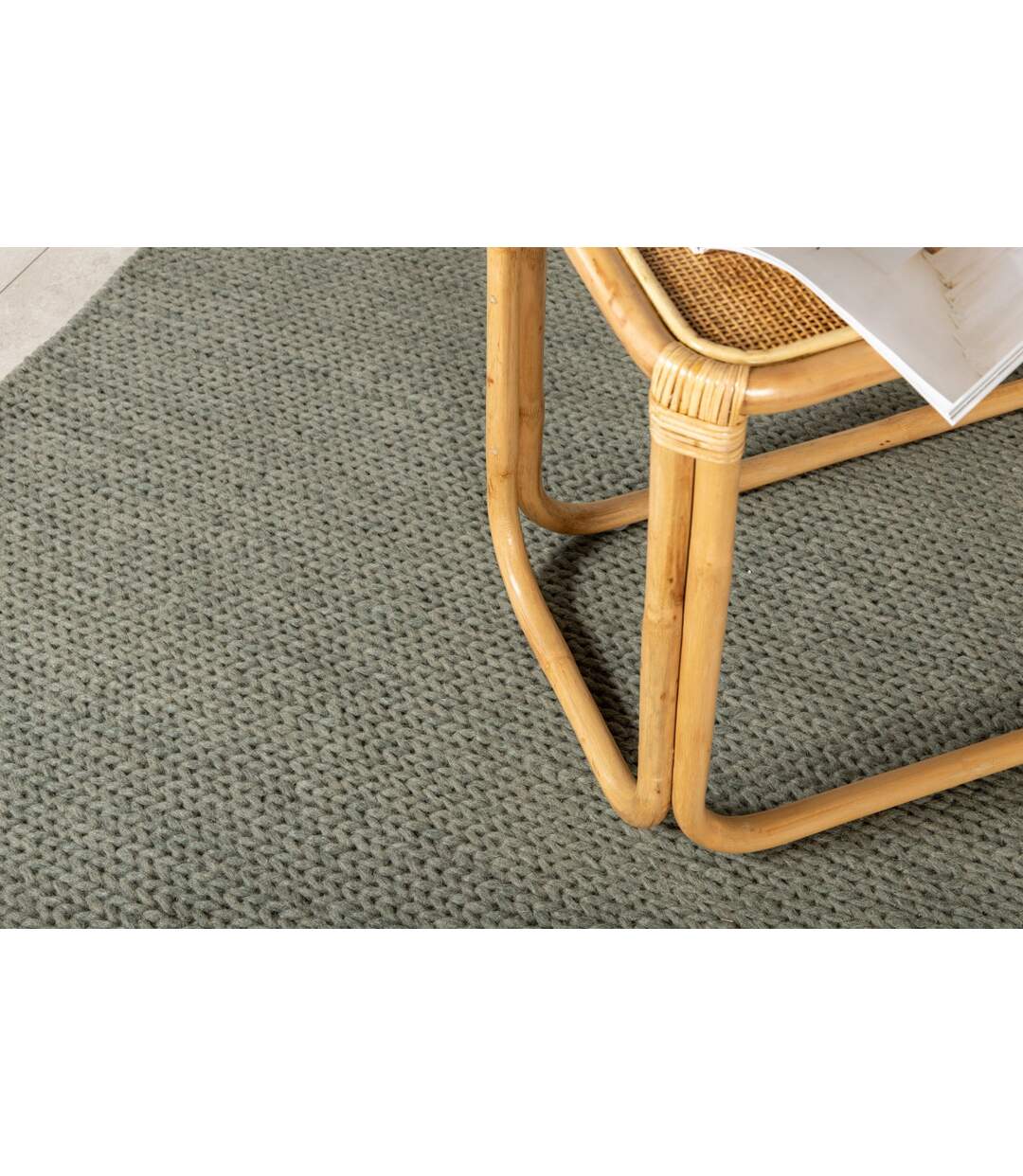 Tapis Tressé en Laine Marta 250x350cm Vert-5