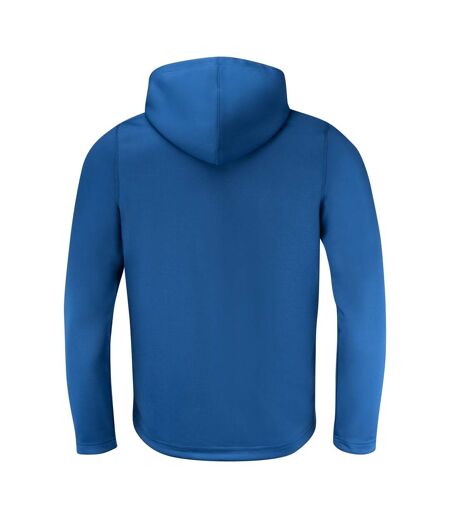 Mens Layback Hoodie Bright Blue Printer RED