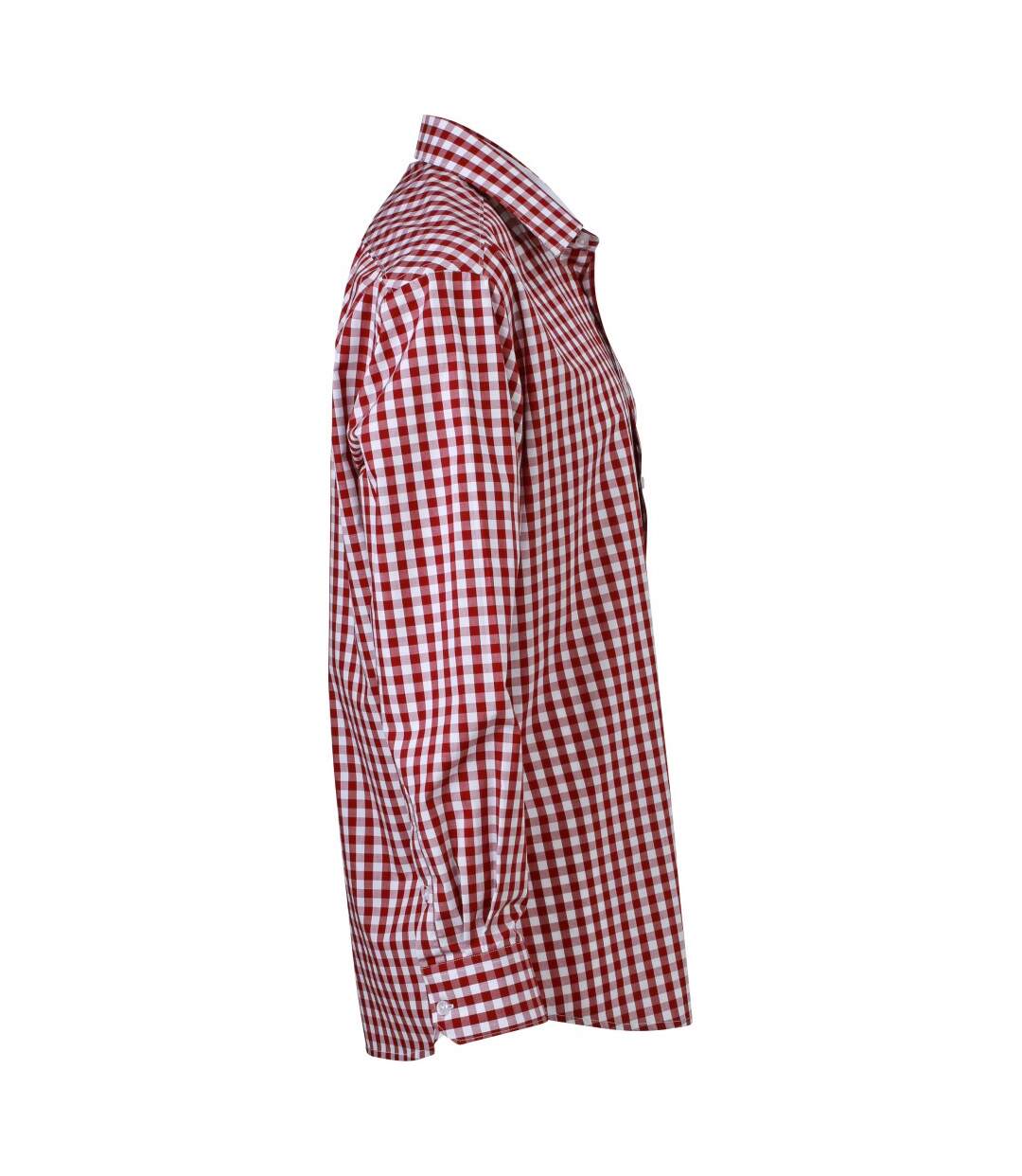 Mens Checked Shirt Bordeaux White James And Nicholson-3