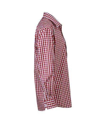 Mens Checked Shirt Bordeaux White James And Nicholson