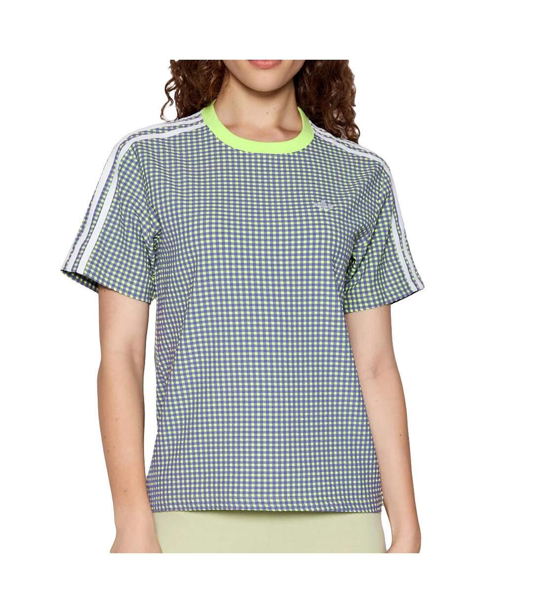 T-shirt à carreaux Violet/Vert Femme Adidas Gingham - 12A-1