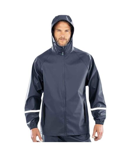 Mens Prism Pu Waterproof Jacket Navy Result Genuine Recycled