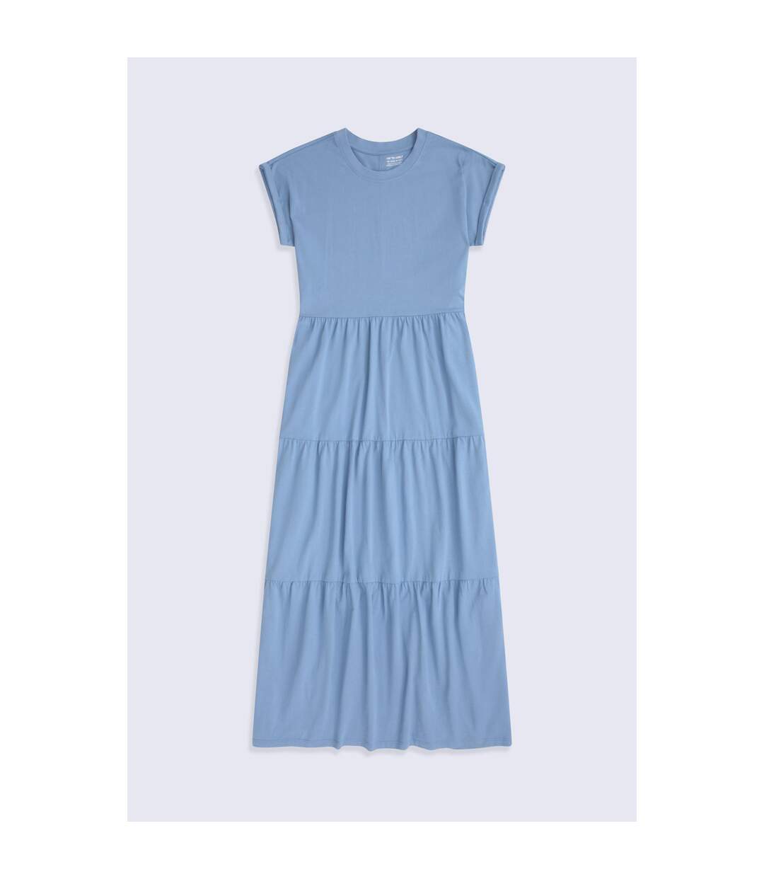 Womens/ladies Tiered Jersey Maxi Dress Corn Blue Animal-1